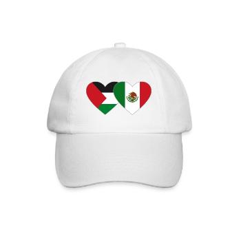 Palestine Mexico Flag Heart - Baseball Cap - white/white - Front