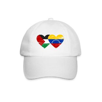 Palestine Venezuela flag heart used - Baseball Cap - white/white - Front