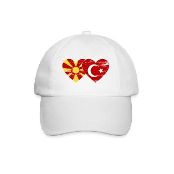 Macedonia Turkey Flag Heart used - Baseball Cap - white/white - Front