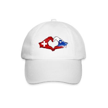 Switzerland Slovenia flag hands heart shape used - Baseball Cap - white/white - Front