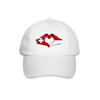 Switzerland Monaco Flag Hands Heart Shape Used - Baseball Cap - white/white - Front