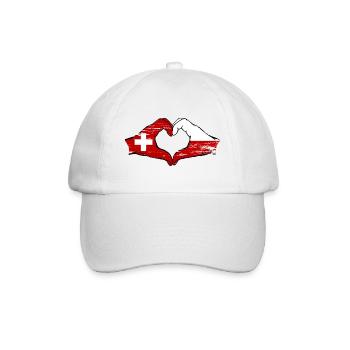 Suisse Pologne Drapeau Mains Coeur Forme Utilisé - Casquette classique - blanc/blanc - Devant