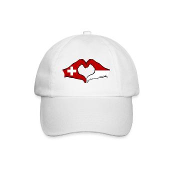 Switzerland Monaco Flag Hands Heart Shape - Baseball Cap - white/white - Front