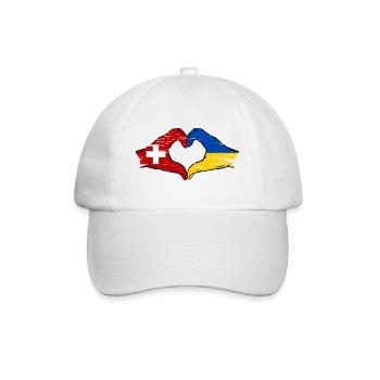 Switzerland Ukraine Flag Hands Heart Shape Used - Baseball Cap - white/white - Front