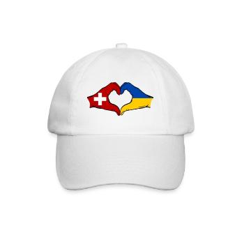 Switzerland Ukraine Flag Hands Heart Shape - Baseball Cap - white/white - Front