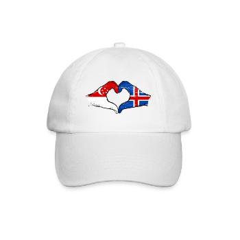 Singapore Iceland flag hands heart shape used - Baseball Cap - white/white - Front