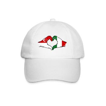 Singapore Italy Flag Hands Heart Shape Used - Baseball Cap - white/white - Front