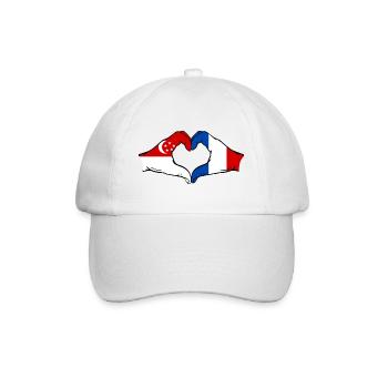 Singapore France Flag Hands Heart Shape - Baseball Cap - white/white - Front