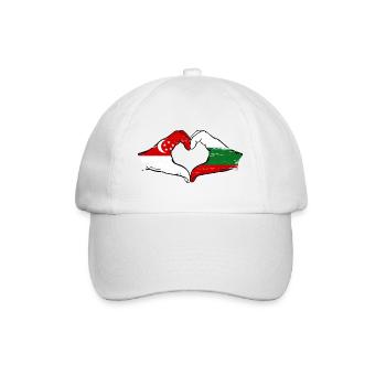 Singapur Bulgarien Flagge Hände Herzform used - Baseballkappe - Weiß/Weiß - Vorne