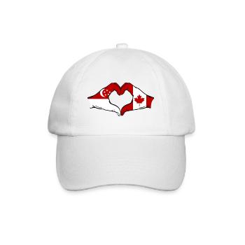 Singapore Canada Flag Hands Heart Shape Used - Baseball Cap - white/white - Front