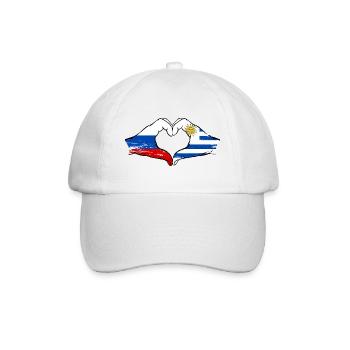 Russie Uruguay Drapeau Mains Coeur Forme Utilisé - Casquette classique - blanc/blanc - Devant