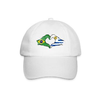 Brazil Uruguay flag hands heart shape used - Baseball Cap - white/white - Front