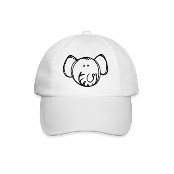 Elefant Zeichnung - Baseballkappe - Weiß/Weiß - Vorne