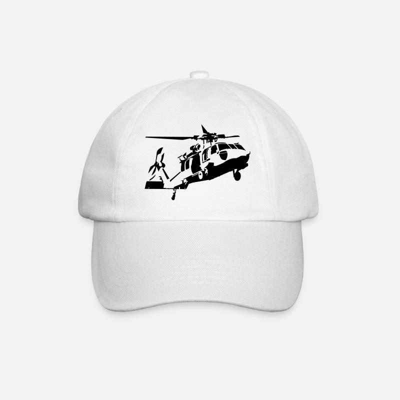 helicopter - Baseball Cap - white/white