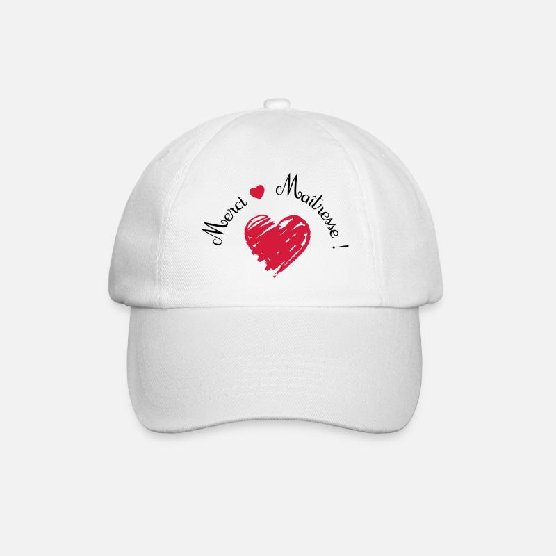 merci maîtresse coeur - Baseballkappe - Weiß/Weiß