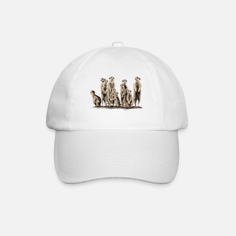 Erdmännchen - Baseballkappe - Weiß/Weiß