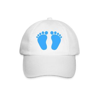 Baby feet birth pregnancy boy son blue - Baseball Cap - white/white - Front