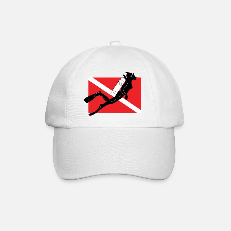 SCUBA DIVER WEIBLICHE FLAGGE - Baseballkappe - Weiß/Weiß