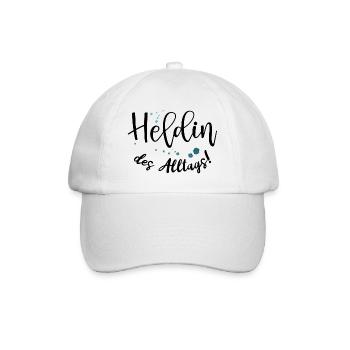 Spruch für Alltagsheldinnen: Heldin des Alltags - Baseballkappe - Weiß/Weiß - Vorne