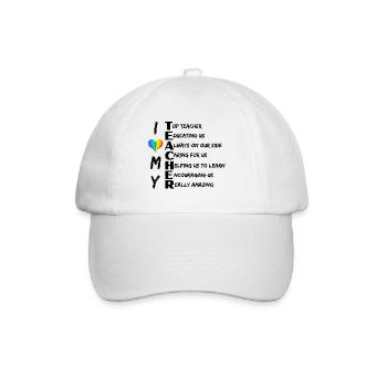 ICH LIEBE MEIN LEHRERGEDICHT mit Regenbogenherz - Baseballkappe - Weiß/Weiß - Vorne