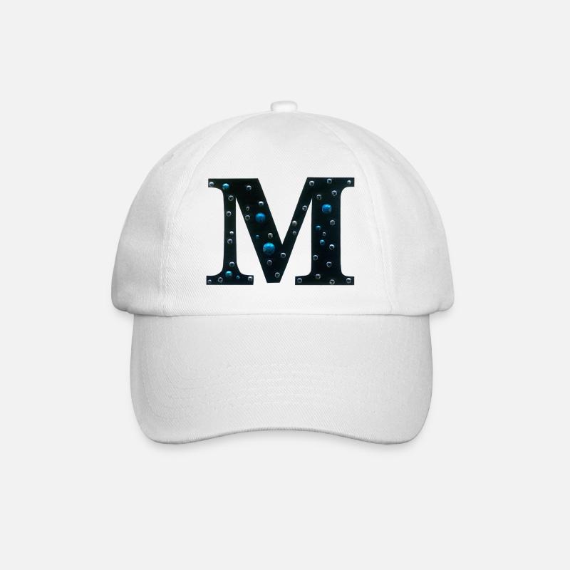 Galaxy-Themed Letter M Monogram - Baseball Cap - white/white