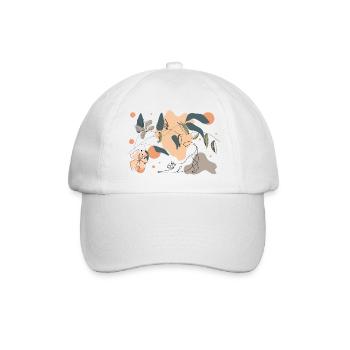 Spring, Cat and Flowers - Baseball Cap - white/white - Front