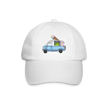Perruche de chèvre verte dans un chariot de glace bleu - Casquette classique - blanc/blanc - Devant