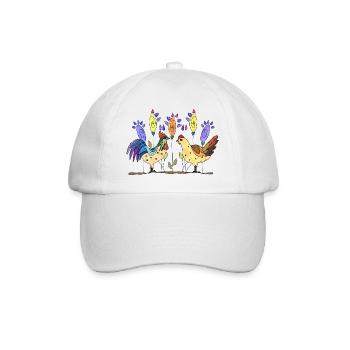 Hen and rooster - Baseball Cap - white/white - Front