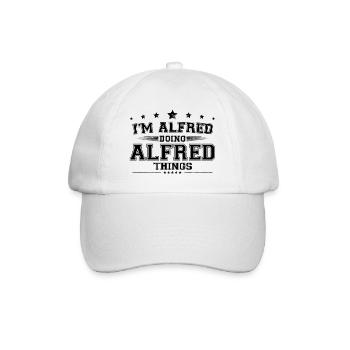 Ich bin Alfred, der Alfred Dinge macht - Baseballkappe - Weiß/Weiß - Vorne