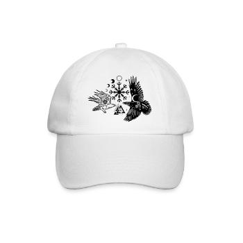 Hugin und Munin mit Vegvisir Valknut - Baseballkappe - Weiß/Weiß - Vorne