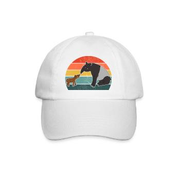 Tapir Familie Mutter Kind Baby Vintage Geschenk - Baseballkappe - Weiß/Weiß - Vorne