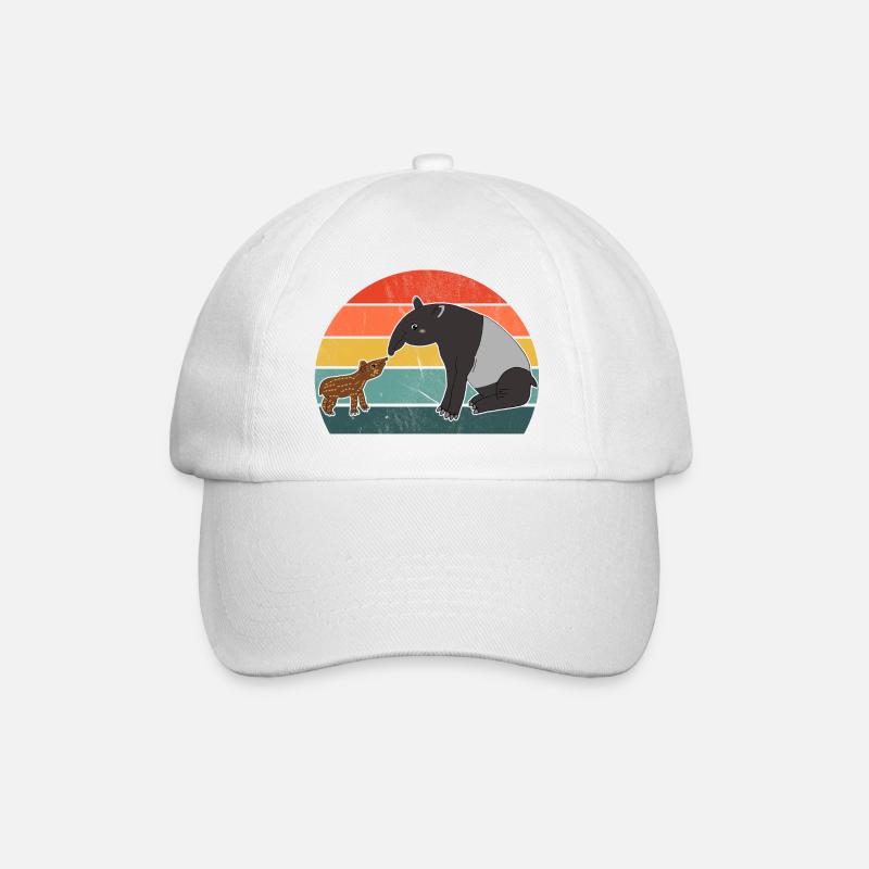 Tapir Familie Mutter Kind Baby Vintage Geschenk - Baseballkappe - Weiß/Weiß