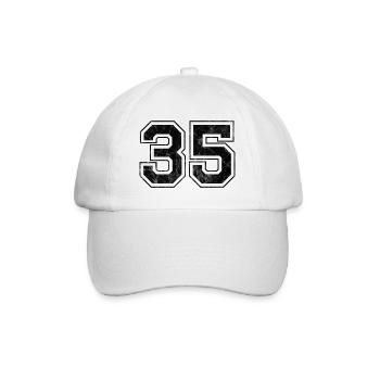 Number 35 - Baseball Cap - white/white - Front