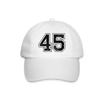 Number 45 - Baseball Cap - white/white - Front
