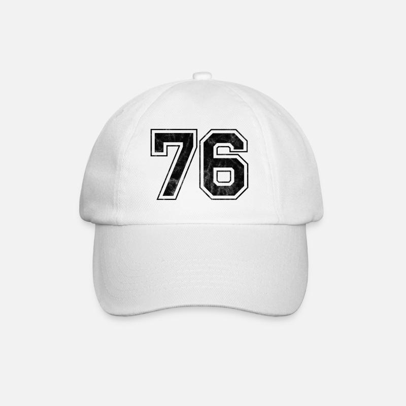 Anzahl 76 - Baseballkappe - Weiß/Weiß