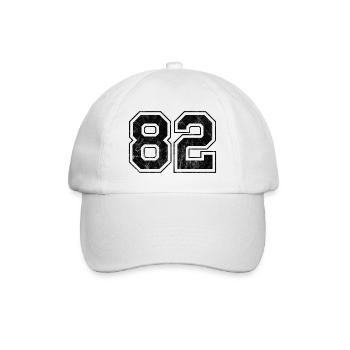 Number 82 - Baseball Cap - white/white - Front