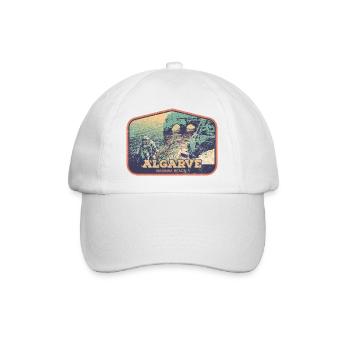 Retro badge, Algarve Portugal, beach summer sun - Baseball Cap - white/white - Front