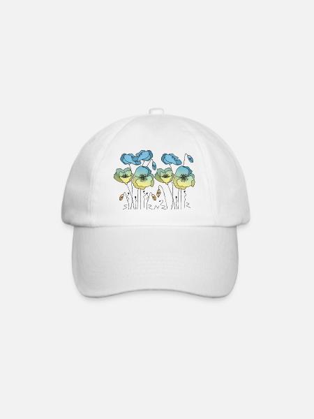 Blumen - Baseballkappe - Weiß/Weiß