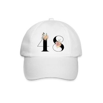 Blumen zum 48-jährigen Jubiläum (Geschenk von 48 Jahren) - Baseballkappe - Weiß/Weiß - Vorne