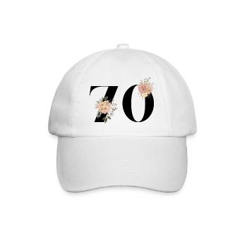 70th Anniversary Flowers (Gift of 70 years) - Baseball Cap - white/white - Front