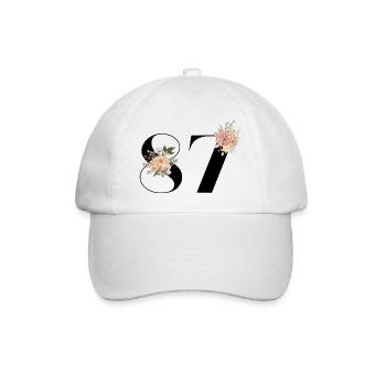 87th Anniversary Flowers (Gift of 87 years) - Baseball Cap - white/white - Front