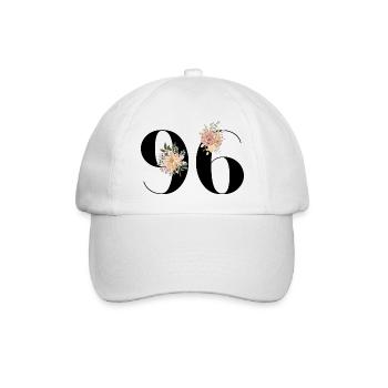 96e anniversaire fleuris (Cadeau de 96 ans) - Casquette classique - blanc/blanc - Devant