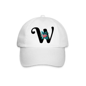 letter W flowered - Baseball Cap - white/white - Front