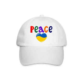 Herzfrieden für die Ukraine farbigen Frieden - Baseballkappe - Weiß/Weiß - Vorne