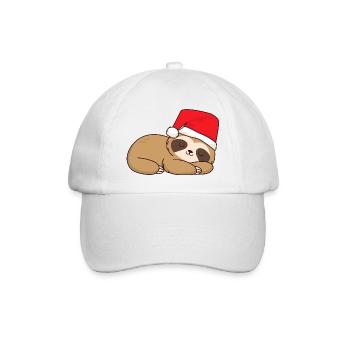 Paresseux dormant avec chapeau de Noël Paresseux - Casquette classique - blanc/blanc - Devant