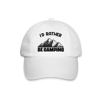 i'd rather be camping funny saying - Baseball Cap - white/white - Front