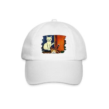 Katzenbild - Baseballkappe - Weiß/Weiß - Vorne