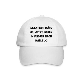 Partyspruch für Malle, Karneval ect. - Kostümidee - Baseballkappe - Weiß/Weiß - Vorne