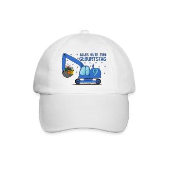 Bagger Kinder 9. Geburtstag Alles Gute Blau - Baseballkappe - Weiß/Weiß - Vorne