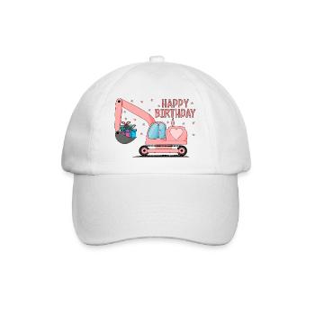 Excavatrice Enfants Joyeux anniversaire Rose - Casquette classique - blanc/blanc - Devant